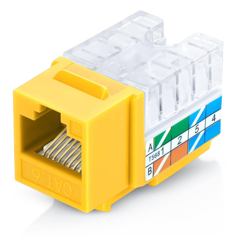 90° Angled Cat6/5E Keystone Jack In Yellow - Slim Profile Rj45 Ethernet Connec