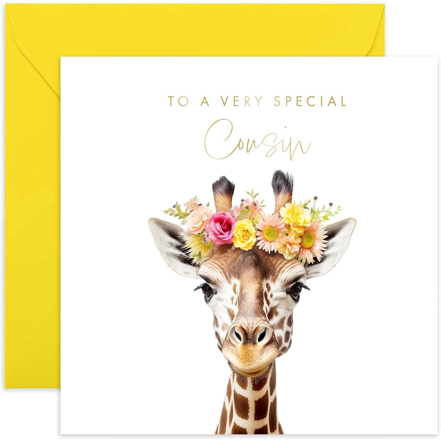 Old English Co. Giraffe Very Special Cousin Card - Giraffe Floral Cute Birthday Card For Her - Cute Well Done Congratulations Cards For Cousin From Family Friends | Blank Inside With Envelope…