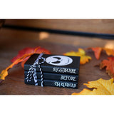 Mini Black Halloween Tiered Tray Decor Wood Decorative Book Stack, Rustic Farmhouse Faux Books Bundle For Home Table Mantle Shelf Decoration Nightmare Before Christmas Sign