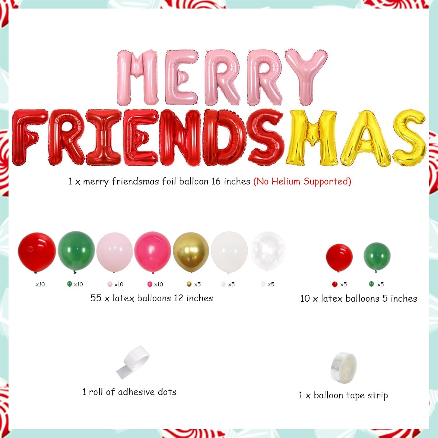 Merry Friendsmas Party Decorations Christmas Balloon Garland Arch Kit For Xmas Holidays New Year Party Supplies