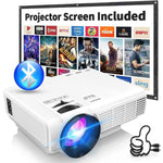 Mini 1080P Projector with Two-Way Bluetooth, Screen, HDMI/USB/Smartphone