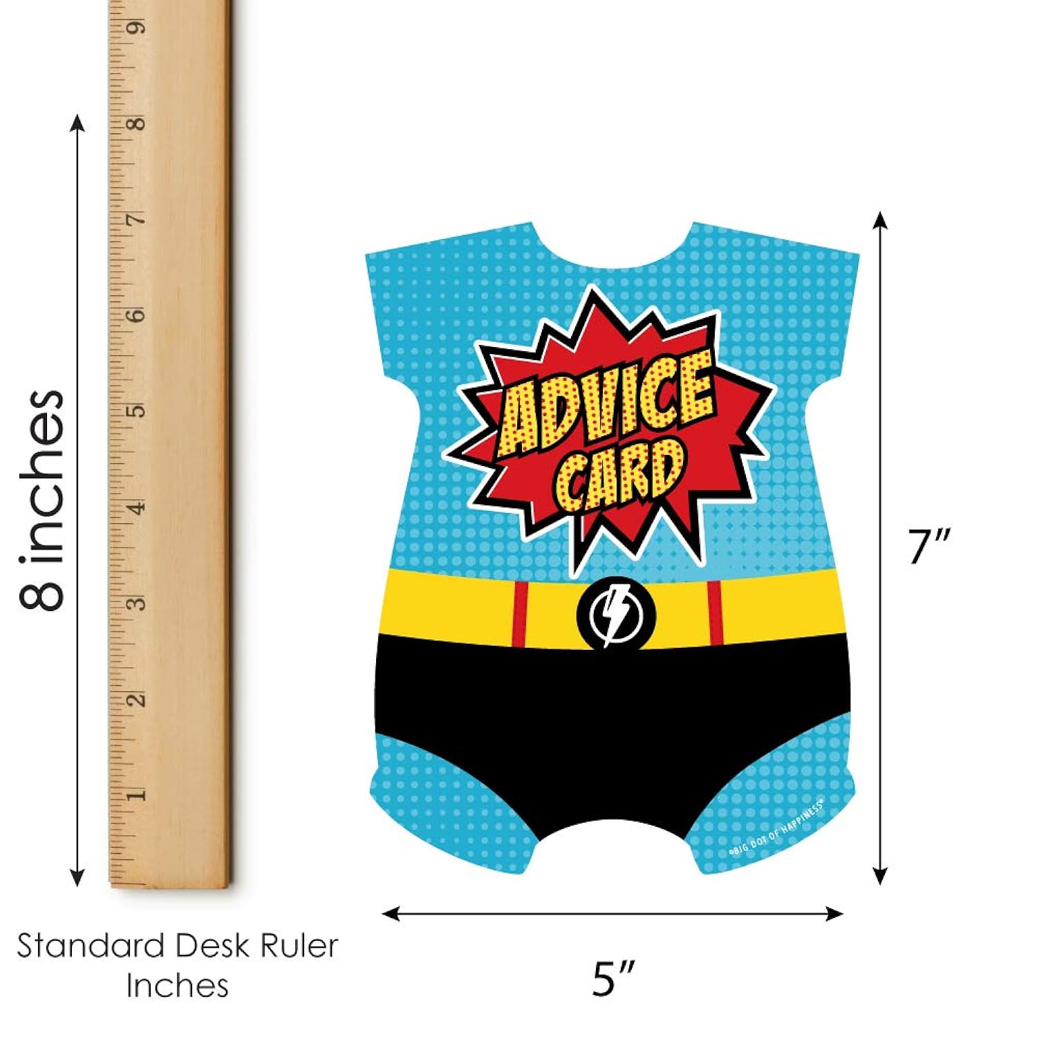 Big Dot of Happiness Bam Superhero - Comic Book Wish Card Baby Shower Activities - Shaped Advice Cards Game - Set of 20