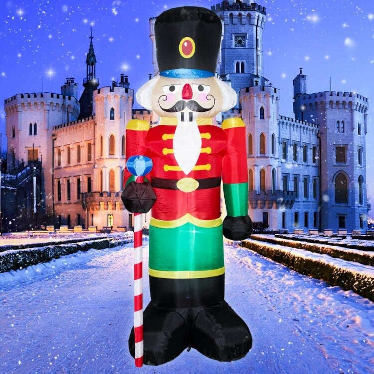 8 Feet Christmas Inflatable Nutcracker Soldier Holiday Lighted Blow Up Yard Decoration 8Ft Estaca Nutcracker Inflatable