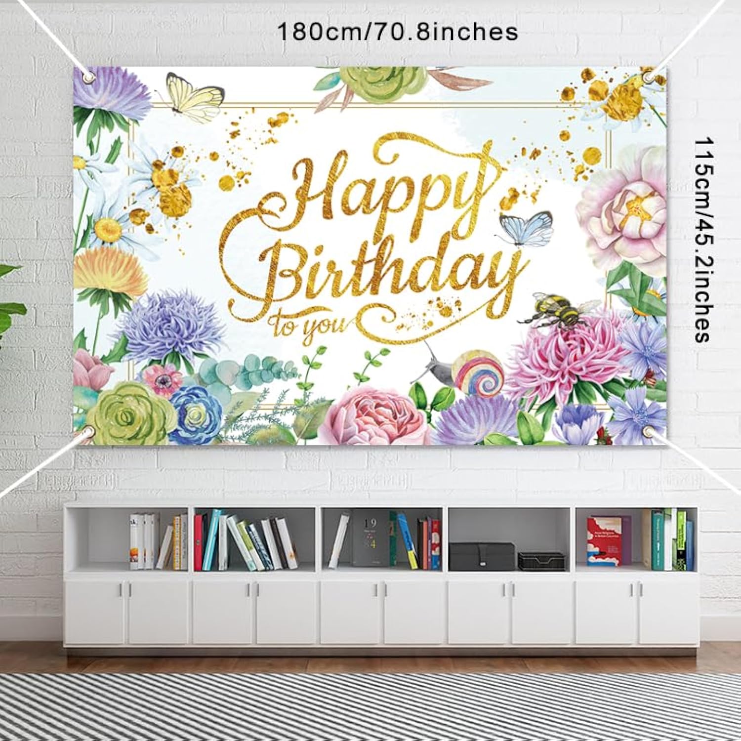 Pink Flower Garden Birthday Backdrop Banner for Women’s Party Decor