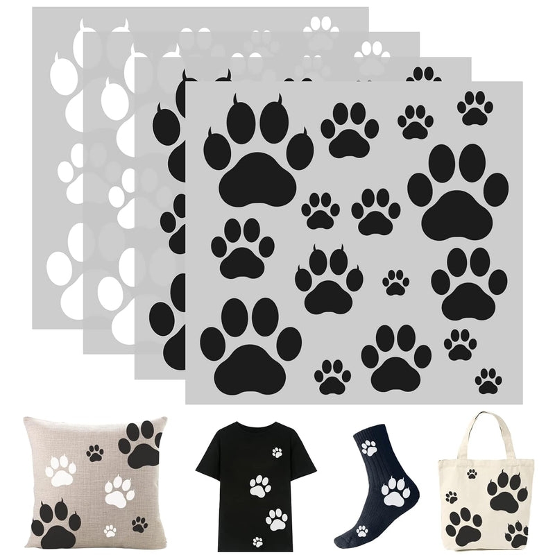 4 Sheet Dog Paw Iron On Transfers Patches Black White Pet Paw Heat Transfer Ir