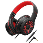 K16 Wired On-Ear Headphones with Mic, Foldable, 3.5mm Jack (Black/Red)