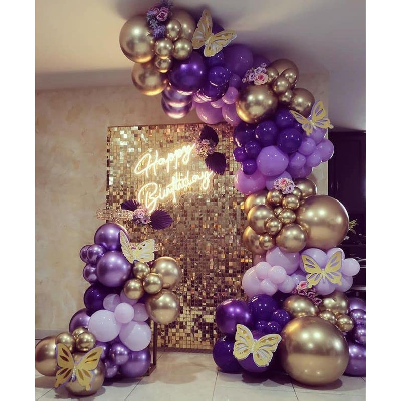 Purple Balloon Garland Kit Dark And Gold Arch Lavender Light Decoratio