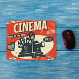 Cinema Poster Square Mousepads Desktop Notebook Mouse Mat Grunge Cinema Movie Projector Theater Mouse Pads For Working And Gaming Office Accessories Desk 9.5X7.9 Inch