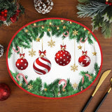 Christmas Paper Platters Disposable Christmas Ball Oval Party Plates 10" X 12" Large Xmas Dinner Serving Platters For Xmas Holiday Party Supplies Dinnerware Table Decorations, 50 Pcs