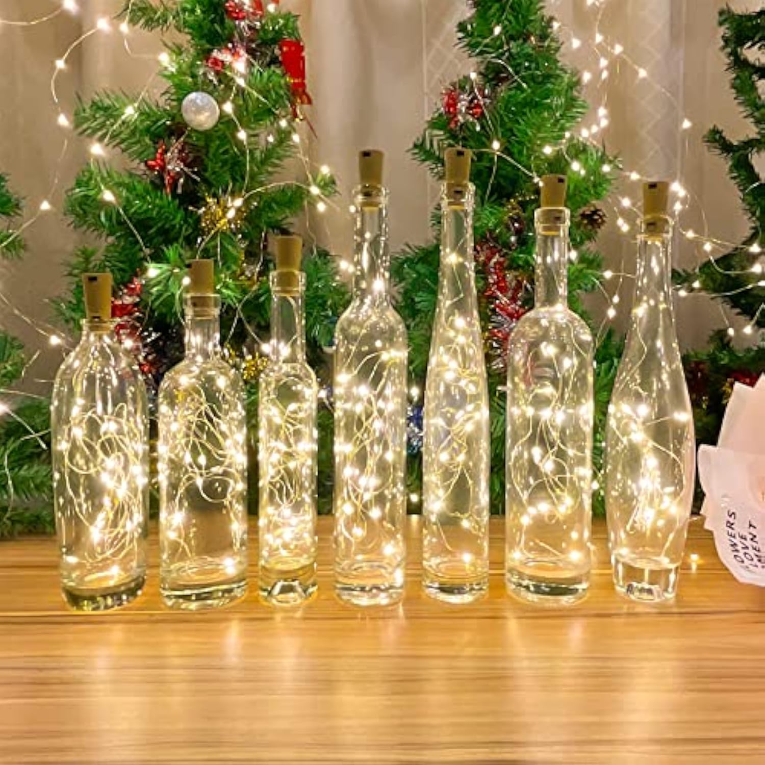 10 Pack Wine Bottle Lights With Cork, 20 Leds, 6.6 Ft, Fairy Mini String Lights For Diy Jar Halloween, Christmas, Party