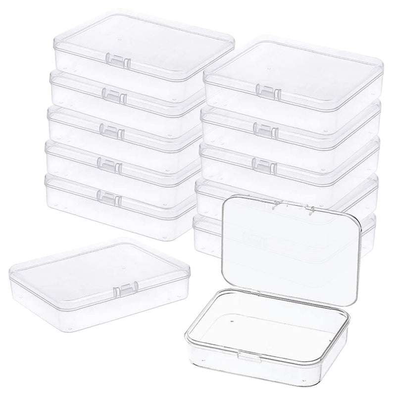 12Pcs Mini Plastic Storage Containers Box With Lid, 3.5X2.4 Inches Cle