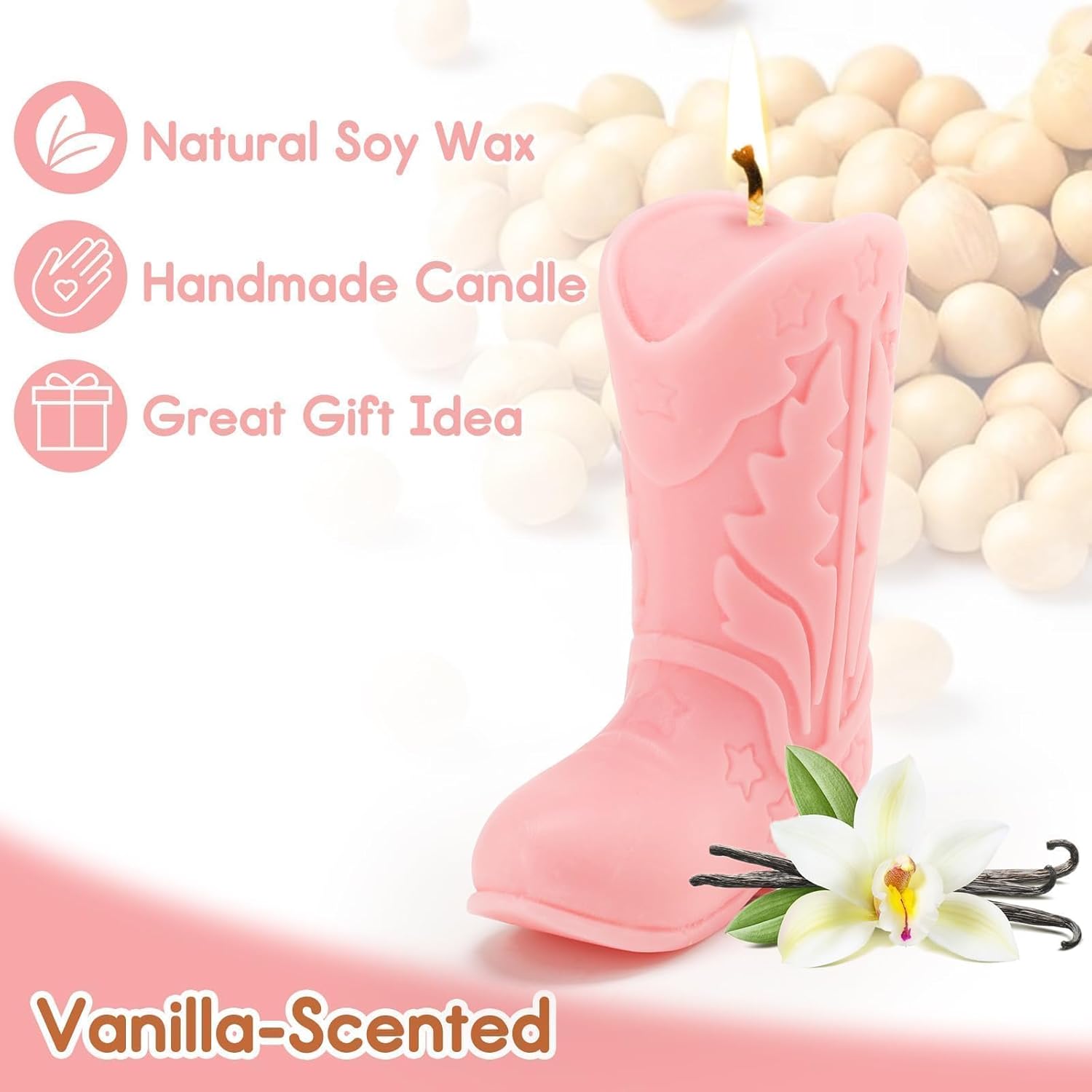 Cowgirl Boot Candle Set, 2Pcs Western Cowboy Boot Soy Wax Candles, Lavender Scented Pink Decorative Candles For Bedroom Home Decor, Birthday Gifts For Women