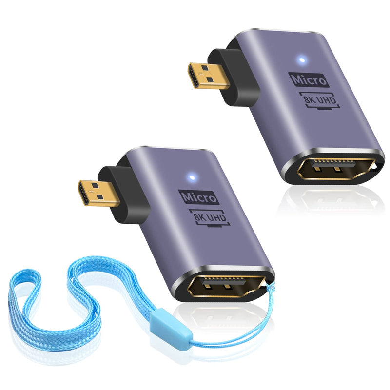 90 Degree Micro Hdmi To Hdmi Adapter 8K, 48Gbps Left Angle Micro Hdmi Male To