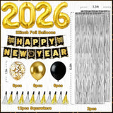 2026 New Year Party Supplies Banner Balloons Hats Glasses Noise Makers
