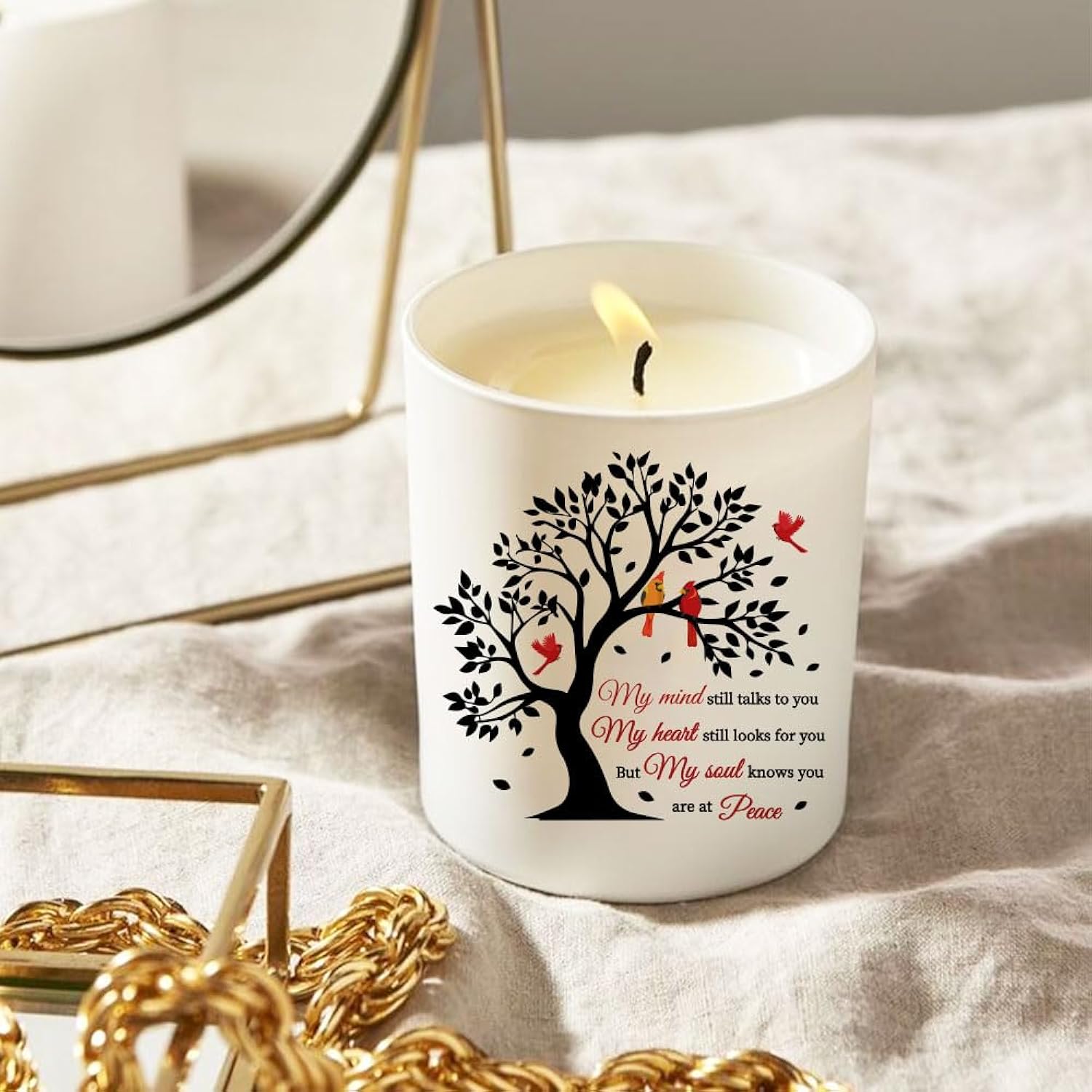 Sympathy Gifts For Loss Of Loved One, Bereavement Gift Idea - My Mind Still Talks To You Lavender Scented Soy Wax Candle - Red Cardinal, Memorial, Grief, Think Of You, Condolence Candle For Women