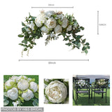 Wedding Arch Flowers, 30 Inch Rustic Artificial Floral Swag For Door Lintel, Green Leaves Rose Peony Sunflowers Table Centerpieces Home Decoration