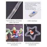 100L Christmas Star Curtain Lights With Decorative Ornaments - 10 Star Hanging Loop Lights, 0.4/0.6M Height, 2M Power Co