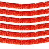 6 Pack 10 Feet Red Foil Fringe Garland Metallic Tinsel Streamers Banner Wall Hanging Curtain Backdrop Banner For Parade Floats, Thanksgiving, Christmas, Birthday, Halloween Party Decorations