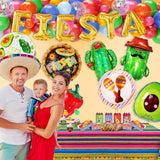 Fiesta Party Decorations Set, Big Taco Party Decorations Set - Pack Of 12, Fiesta Taco Llama Cactus Avocado Chili Sombrero Balloons For Mexican Party Decorations, Mexican Theme Baby Shower Decorations
