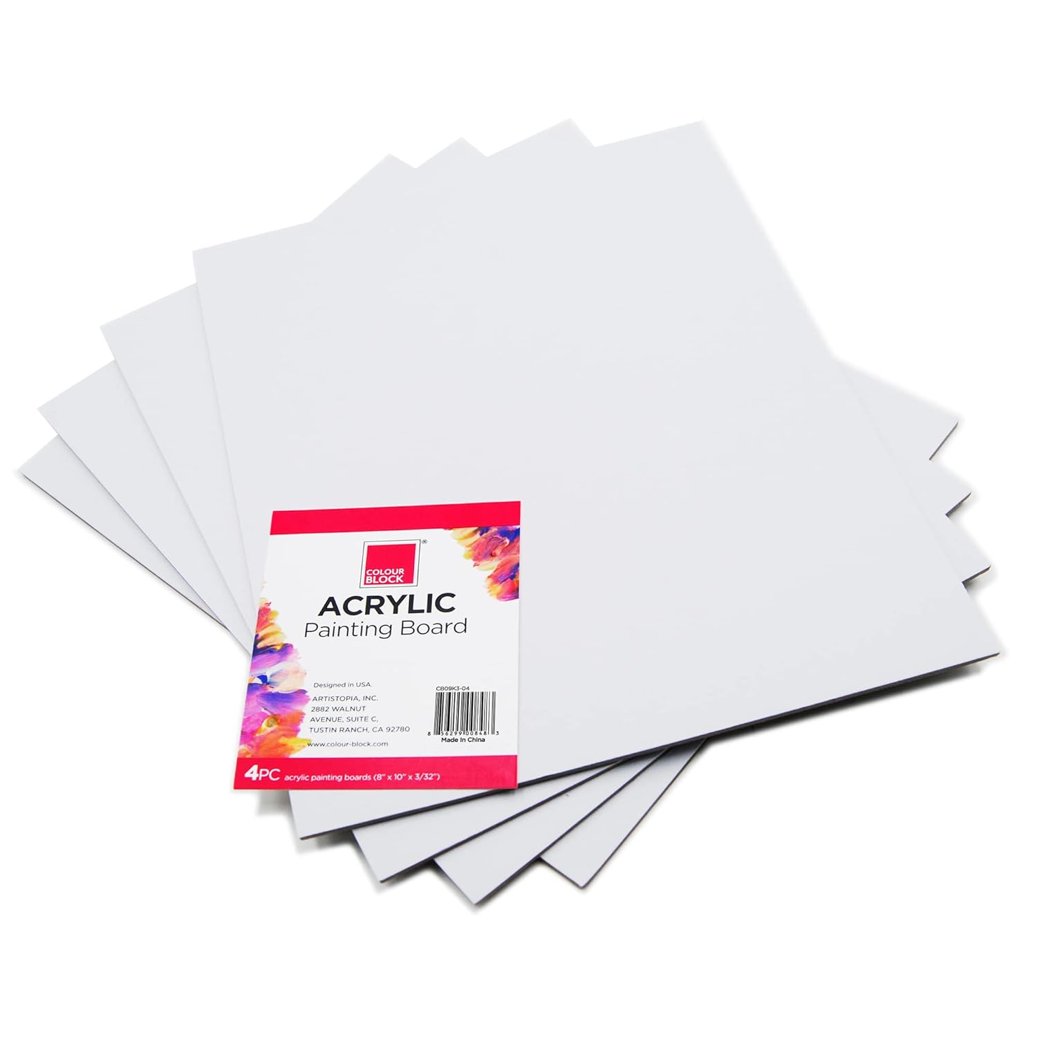 4 Pcs Acrylic Painting Board, 8X10 In, 115 Pound (190Gsm) Pressed, Thick To Prevent Warping, Glossy To Help Paint Adhere- Art Supplies Ideal For Beginners And Practice With Acrylic Paint