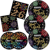2026 New Year Disposable Tableware Set 150pcs Plates and Napkins for 50