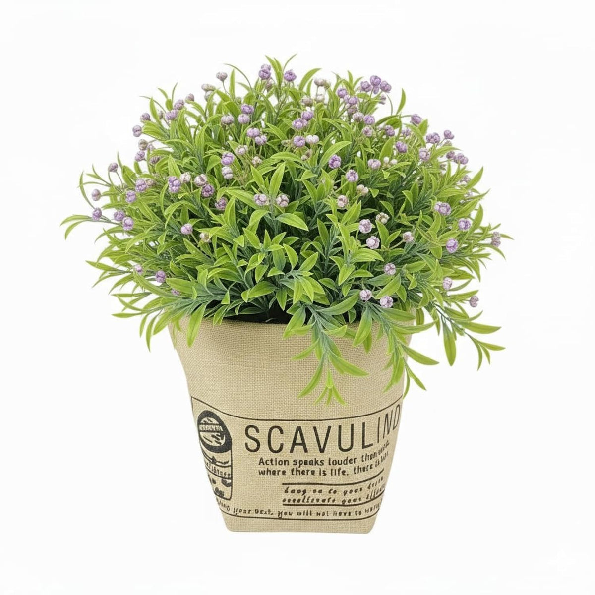 N?Oristyle Artificial Plants Flowers In Burlap Bag Pots, Fake Potted Baby'S Breath Flowers Artificial For Home Indoor Outdoor Decorations Bathroom Bedroom Kitchen Office Decor (Purple)