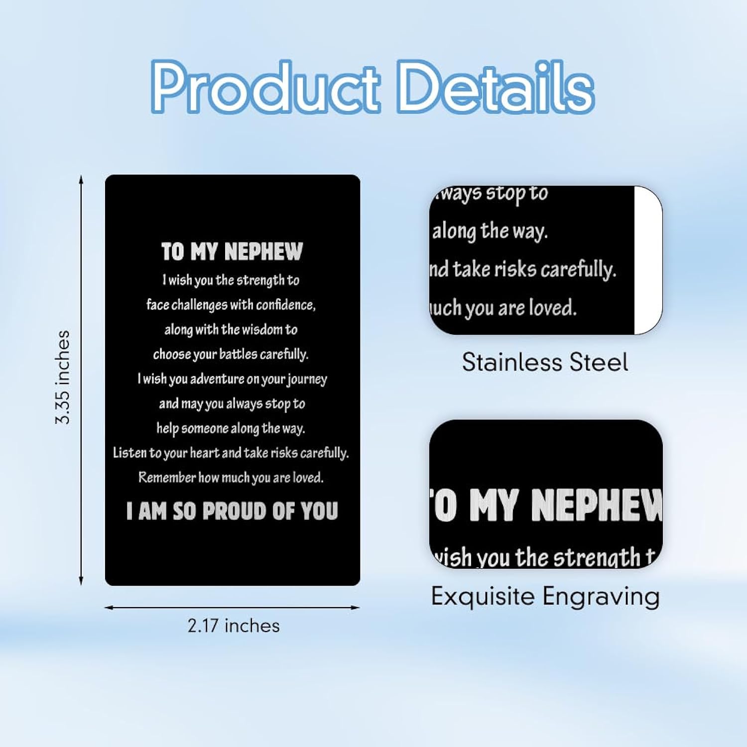 Aelciyue Nephew Gifts From Auntie - Valentines Day Gifts For Nephews Mothers Day Birthday Graduation Gift For Nephew Christmas Gift Valentines Fathers Days Keepsake Black Wallet Greeting Card