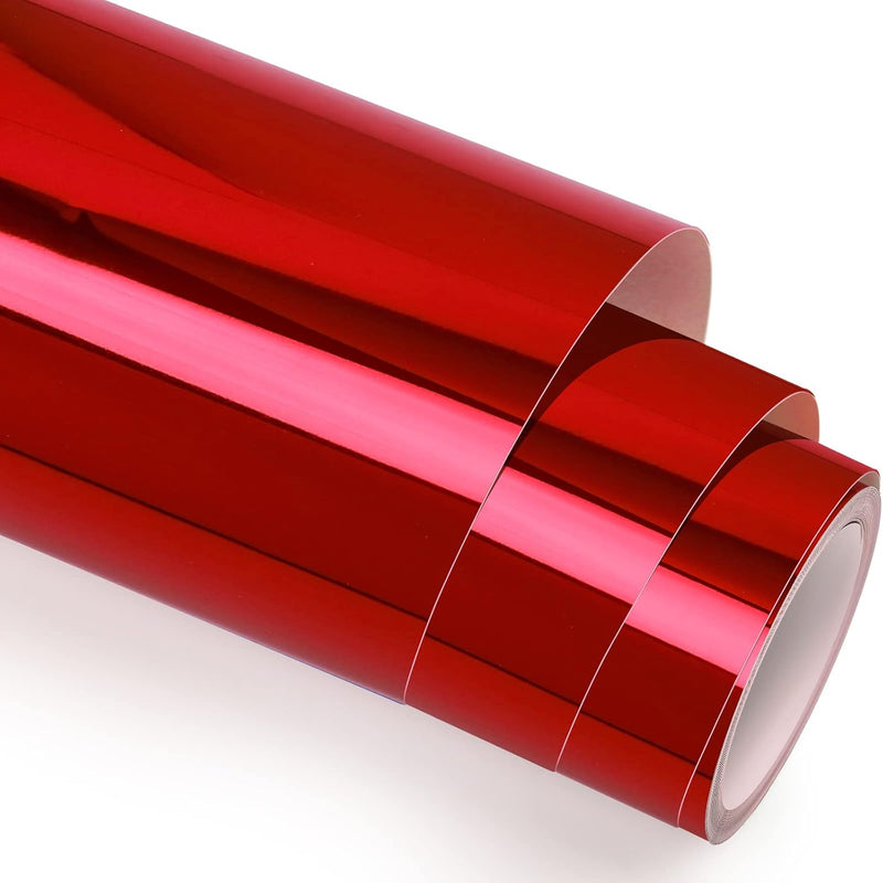 Metallic Chrome Vinyl Red Permanent Vinyl Roll 1Ftx6Ft For Christmas D