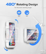 Waterproof Shower Phone Holder, 480° Rotating Case for Wall, Fits Up to 6.8"