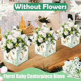 6pcs Baby Shower Flower Boxes Centerpiece with Letters for Gender Reveal Party Decor