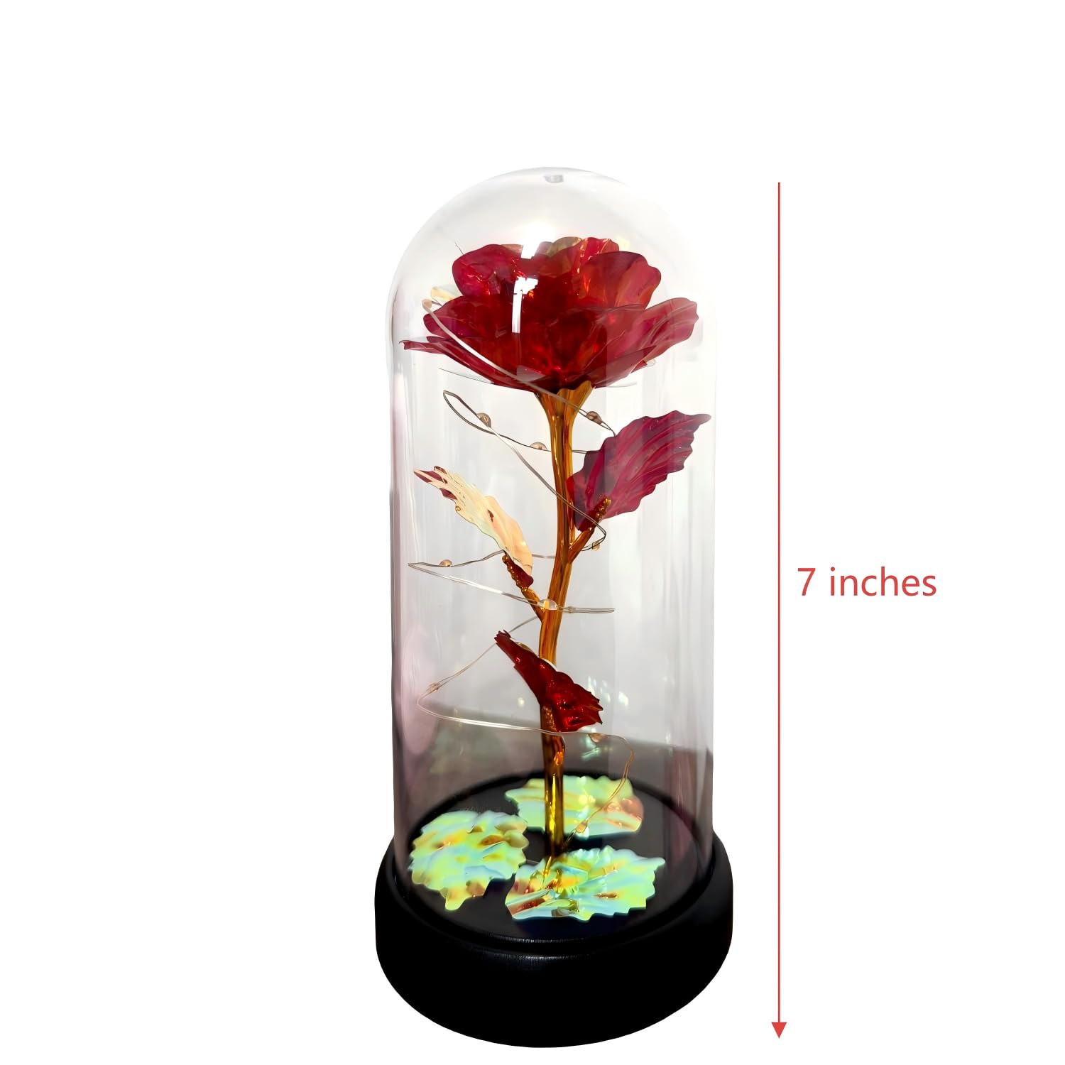 Eternal Glass Rose In Display Dome | Glass Flower With Colorful Base, A Perfect Romantic Gift For Valentine'S Day, Mother'S Day, Birthday & Christmas For Her