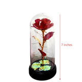 Eternal Glass Rose In Display Dome | Glass Flower With Colorful Base, A Perfect Romantic Gift For Valentine'S Day, Mother'S Day, Birthday & Christmas For Her