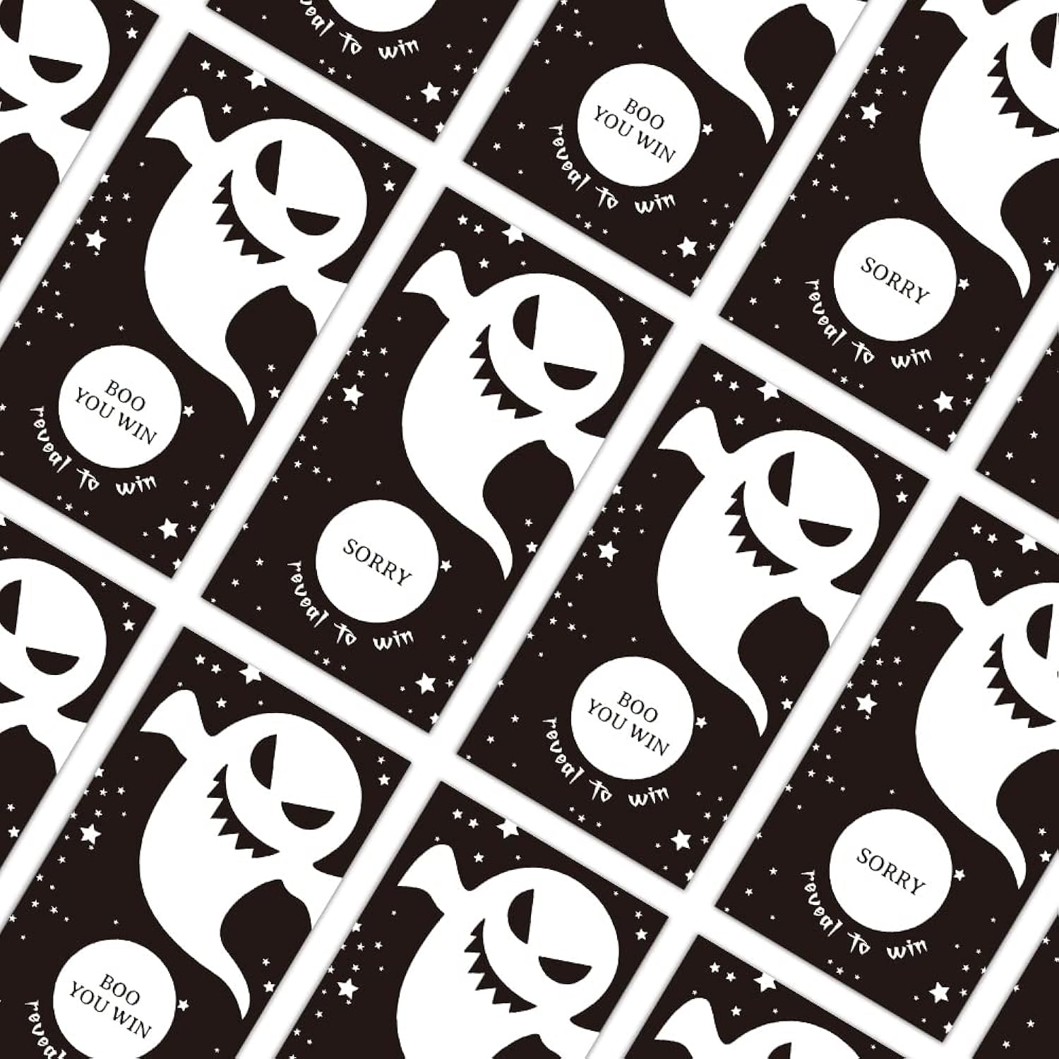 Spooky Ghost Party Game Scratch Off Cards?32 Pcs? Funny Halloween Activity For Groups Kids Adults Festive Raffle Tickets Black And White Party Favors Halloween Holiday Games Supplies