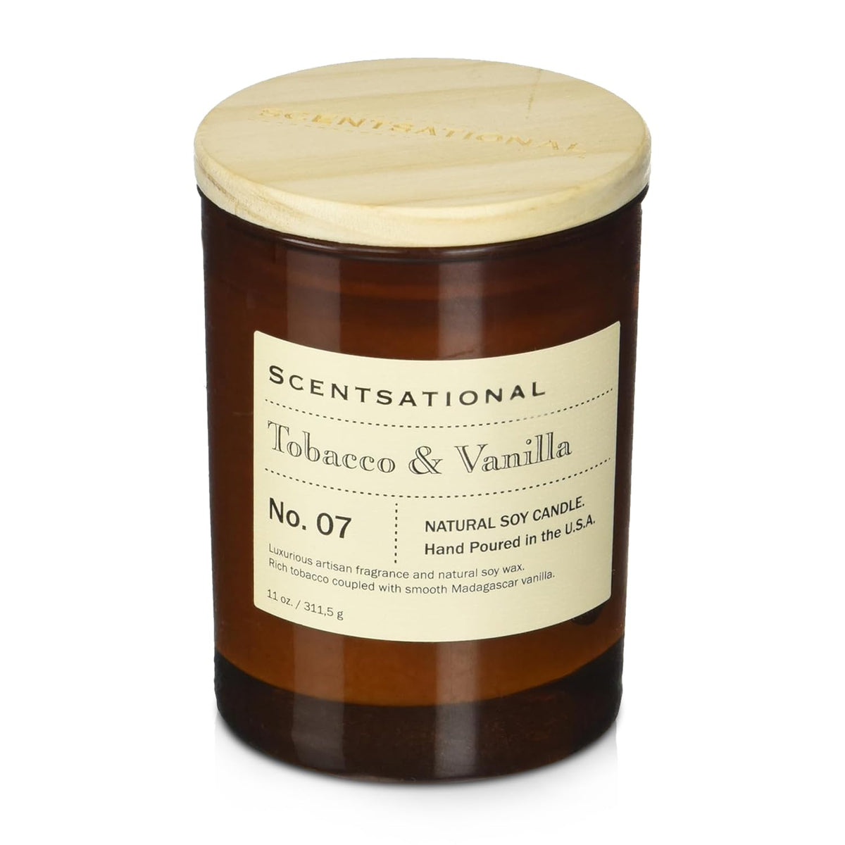 Apothecary Tobacco & Vanilla Candle – 11 Oz Hand-Poured Soy Wax Jar Candle – Non-Toxic Luxury Candles For Home Décor & Relaxation – Warm Vanilla & Tobacco Scented Candles