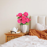 4Pcs Large Peonies Artificial Flowers, Hot Pink Fake Silk Peony With Long Stem, Faux Peonies Flowers For Tall Vase Centerpiece Table Wedding Party Home Festival Decor