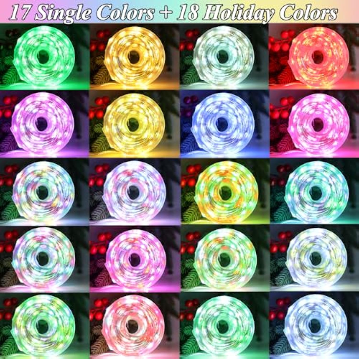 200 Led Christmas Fairy Lights Color Changing, 66 Ft 35 Colors String Lights With Remote, Red Green Led Lights For Bedro