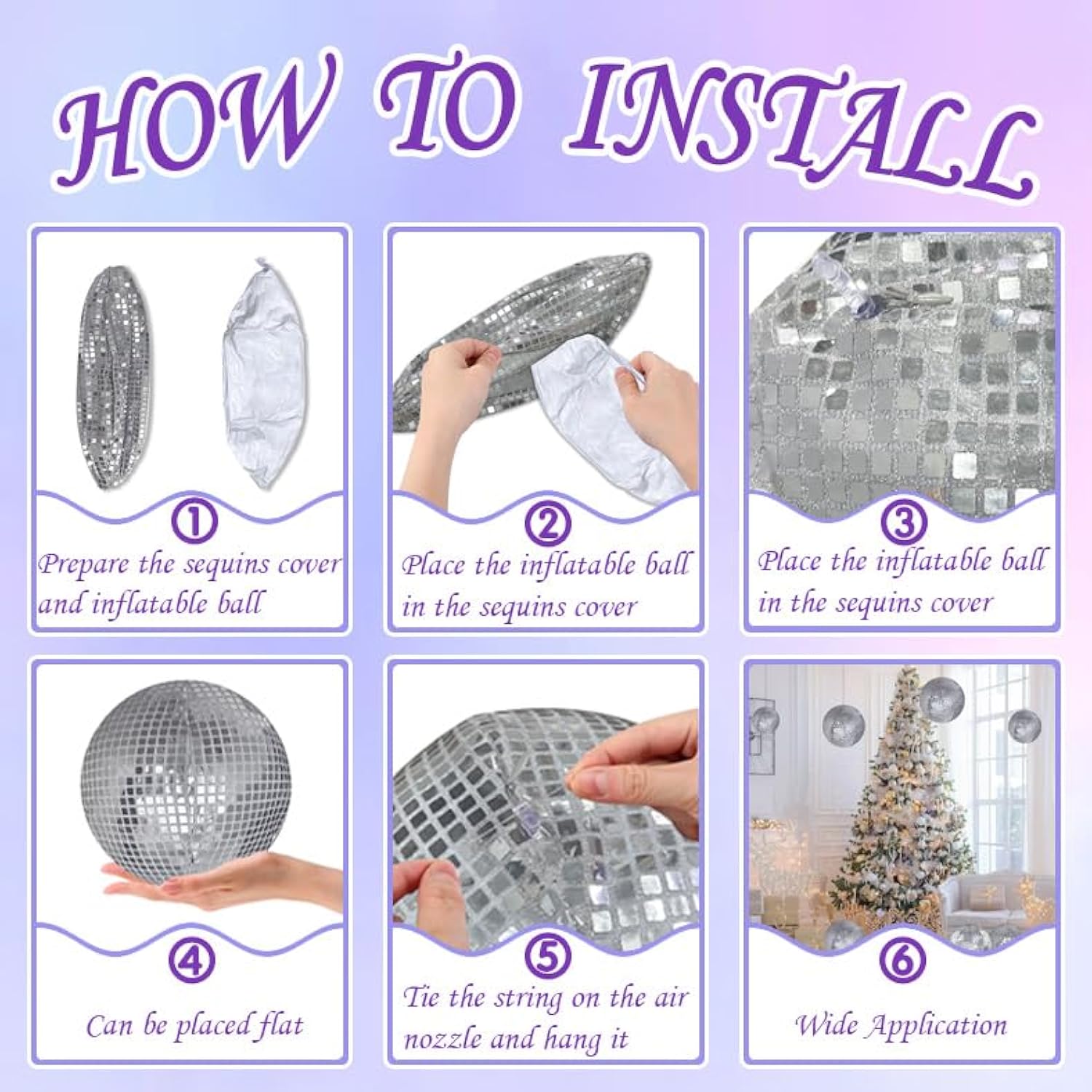 4 Pieces 11 Inch Inflatable Disco Ball ?Inflatable Ball With Disco Ball Cover Rope?Christmas Hanging Decorated ?Disco Ba