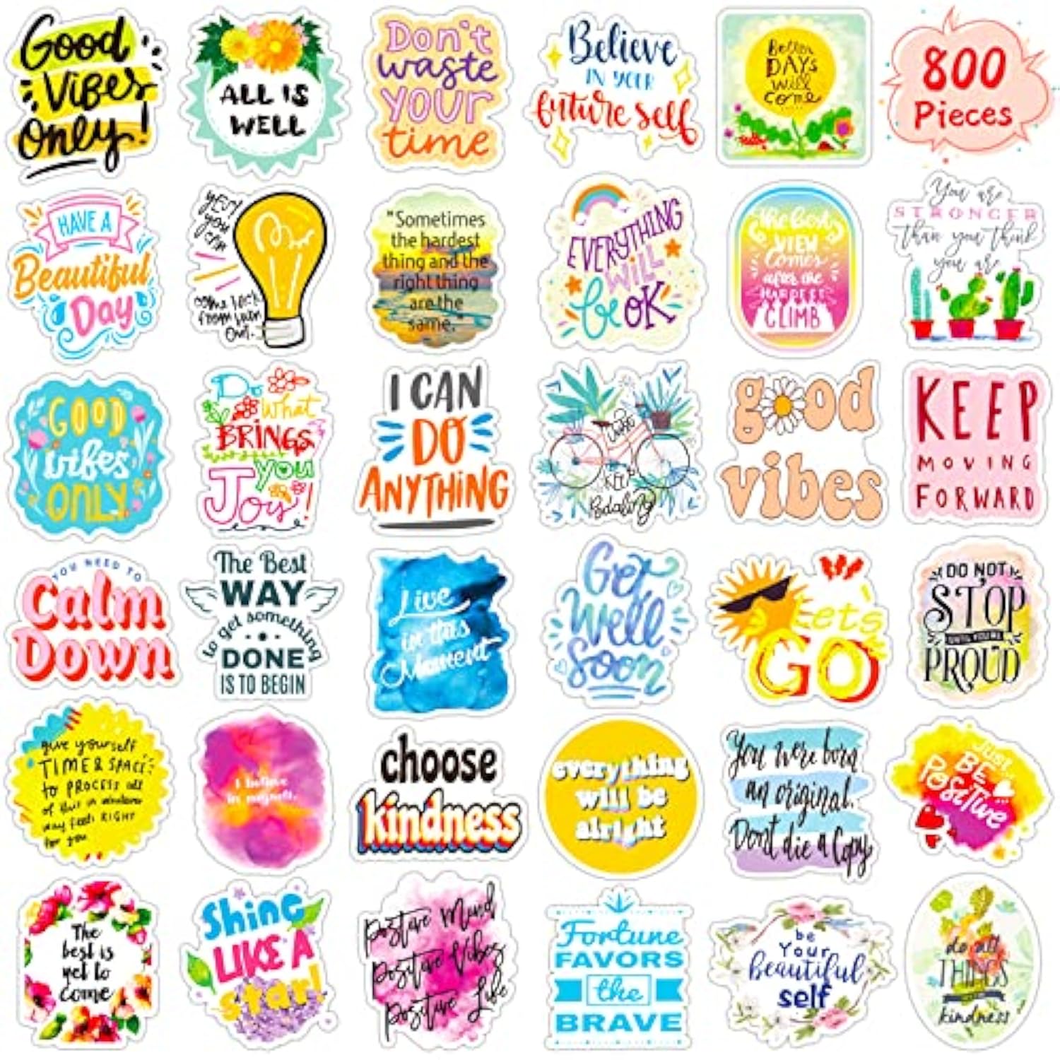 800Pcs Inspirational Quote Stickers For Envelope Seal, Thank You Card Christmas Card, Gift Box, 40Sheets Motivational Stickers For Encouraging Kids, Teens, Friends, Teachers, Affirmation Sticker
