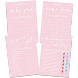 Baby Shower Games For Girl – Set Of 4 Funny Baby Shower Games For 30 Guests, Guess Who Mommy Or Daddy, Price Is Right, Name Face, Guess The Baby Food Fun Baby Shower Game Double-Sided Cards