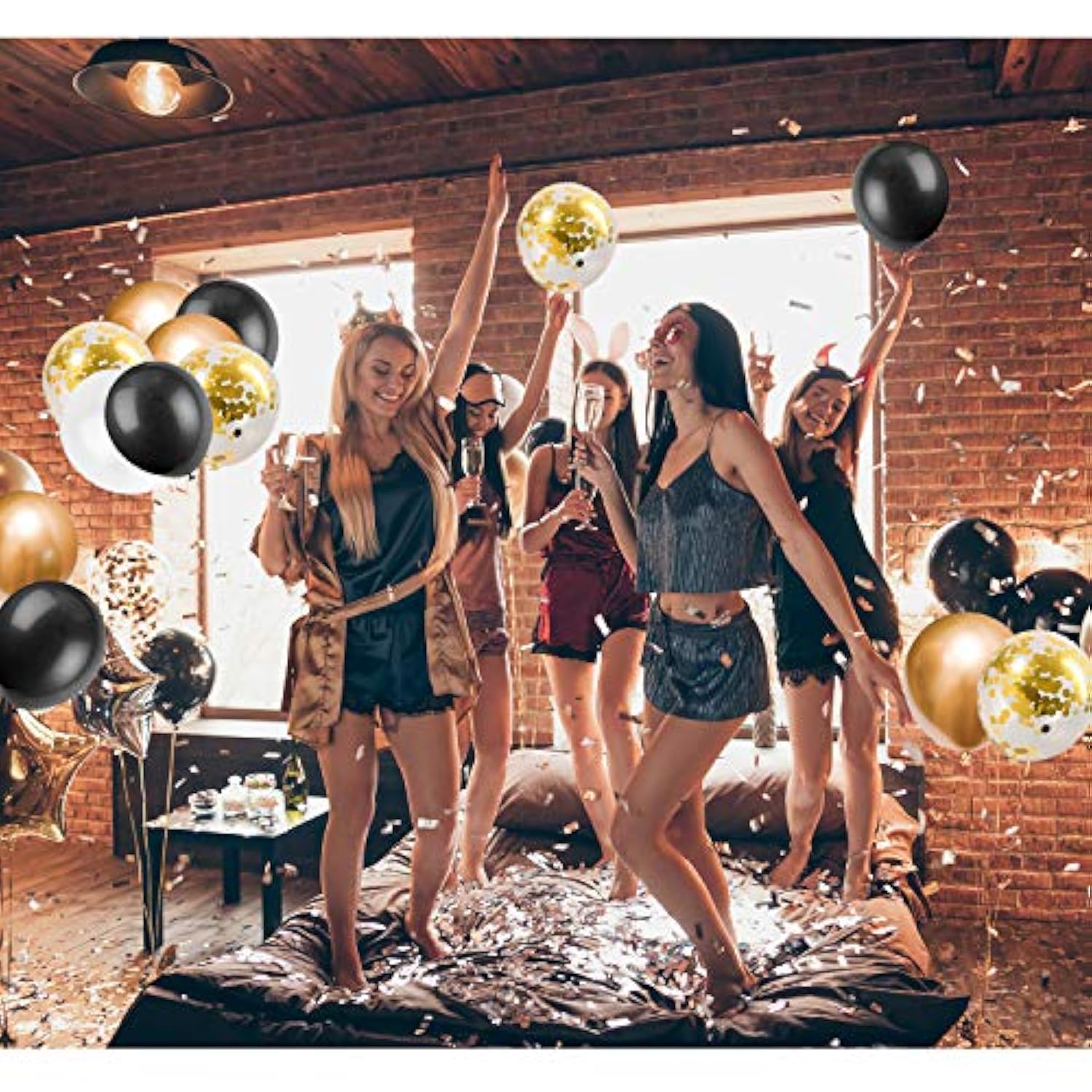 120-Piece Black Gold Balloon Garland Kit for Party Decorations