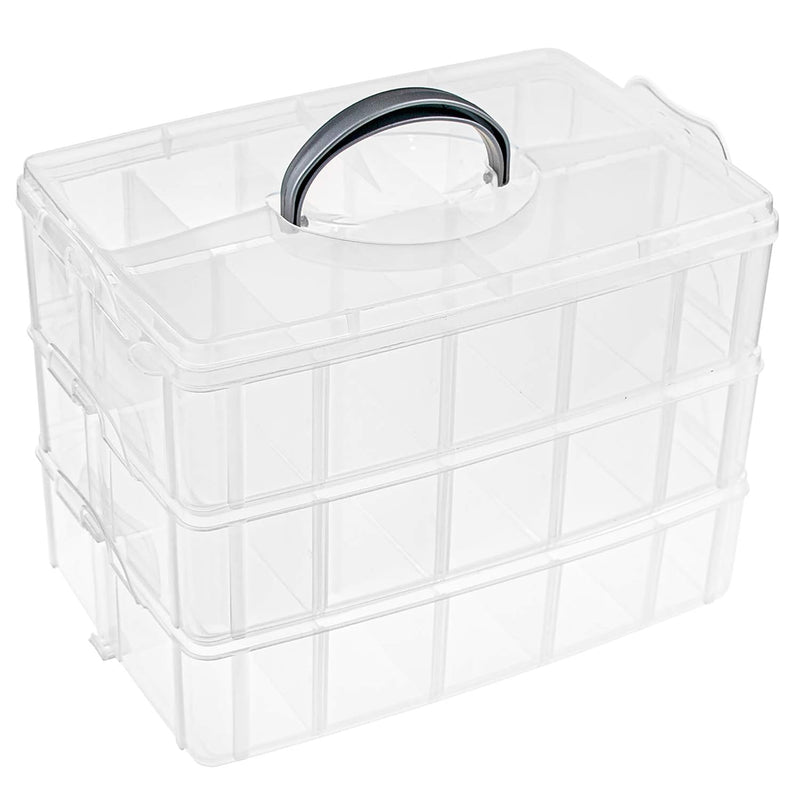 3-Tier Stackable Storage Box Organizer With 30 Adjustable Compartments