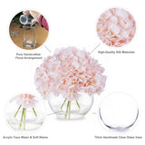 Silk Hydrangea Artificial Flowers In Vase With Faux Water, Pink Hydrangea Artificial Flowers With Vase Home Decor Indoor (Pink)