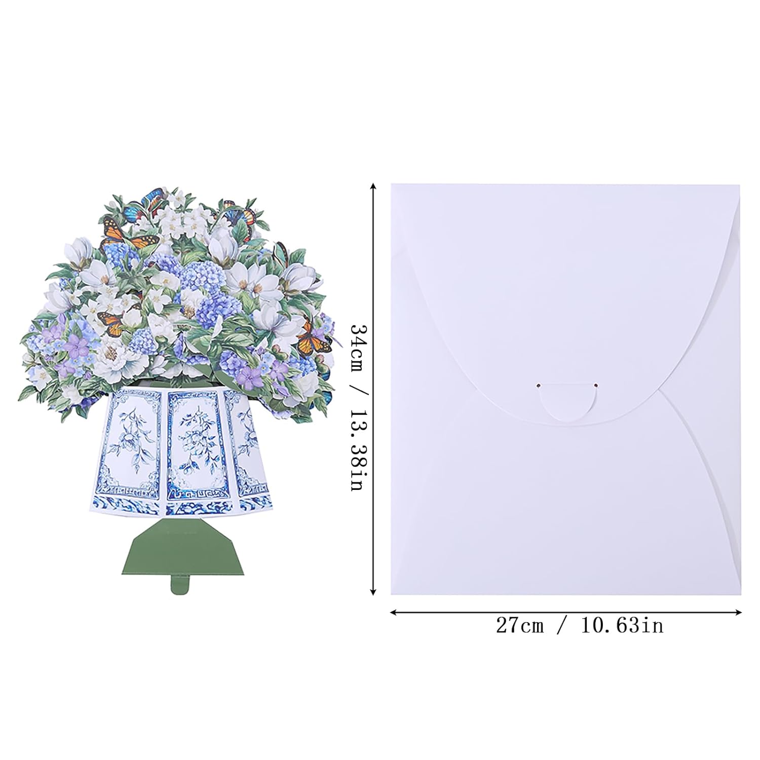 Greeting Card Pop Up, 11 Inch Life Sized Forever Flower Bouquet 3D Pop Up Birthday Gifts For Women Wife Mom Daughter Sister Aunt Grandmother, Anniversary Card, With Blank Notecard & Envelope