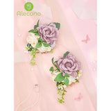 Boutonniere For Men, Set Of 2 For Wedding Groom Groomsmen, Purple Artificial Flowers For Ceremony Anniversary Marriage Graduation Prom Dinner Party Homecoming