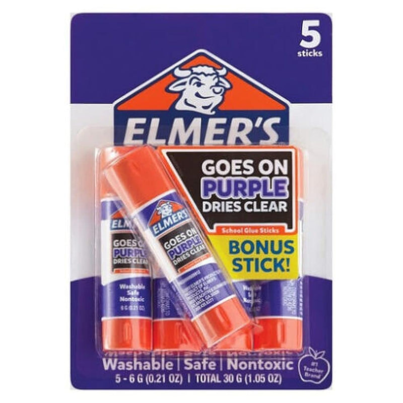 School Glue Sticks 5Ct - Disappearing Purple