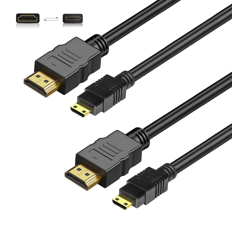 Mini Hdmi To Hdmi Cable 6Ft, 2Pack Hdmi To Mini Hdmi Bidirectional High Speed