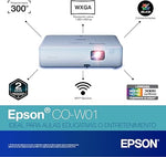 EpiqVision Flex CO-W01 3LCD Projector, 3000 Lumens, 300" Display, Portable