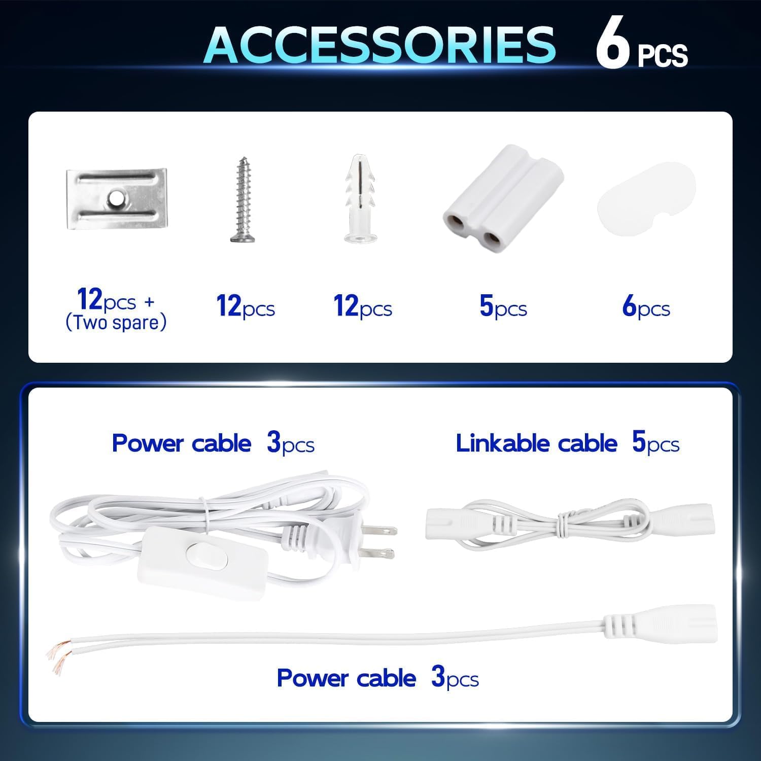 6 Pack 4FT LED Shop Lights 30W 4500LM Tunable Garage Ceiling Lighting for Workshop Warehouse Basement