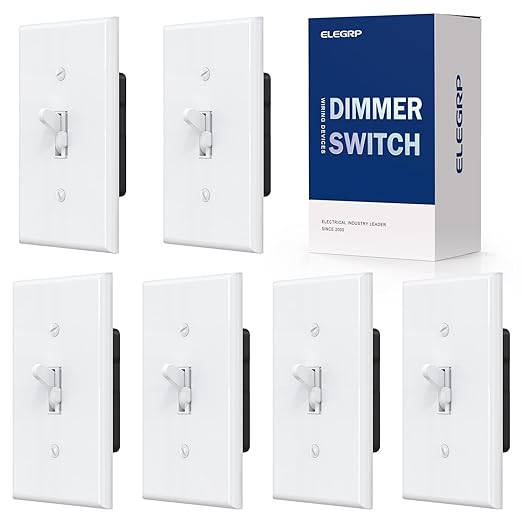 Digital Toggle Dimmer Switch 6 Pack Single Pole 3 Way LED CFL Incandescent Light Switch White