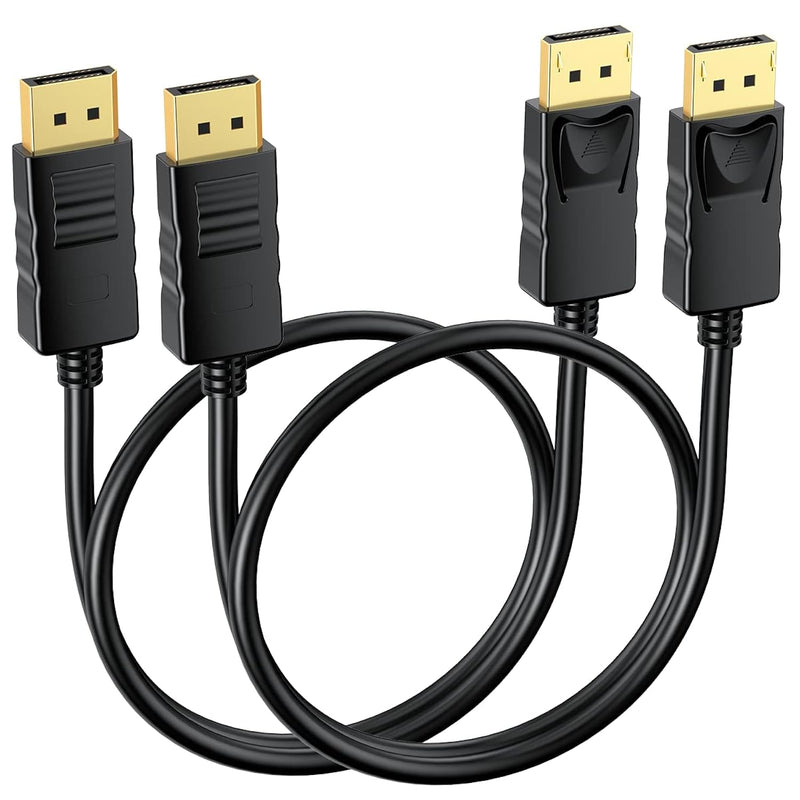 Displayport To Displayport Cable 2-Pack, 1 Feet Dp To Dp Male To Male Cord Gol